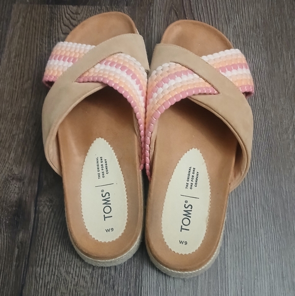 Toms Paloma Slide Sandals Pink Creamicle Orange Size 9 - Picture 2 of 8